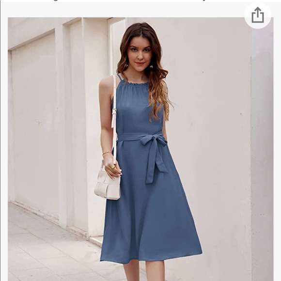 Like New Powder/Dusty Blue Casual Summer Dress - Picture 3 of 9